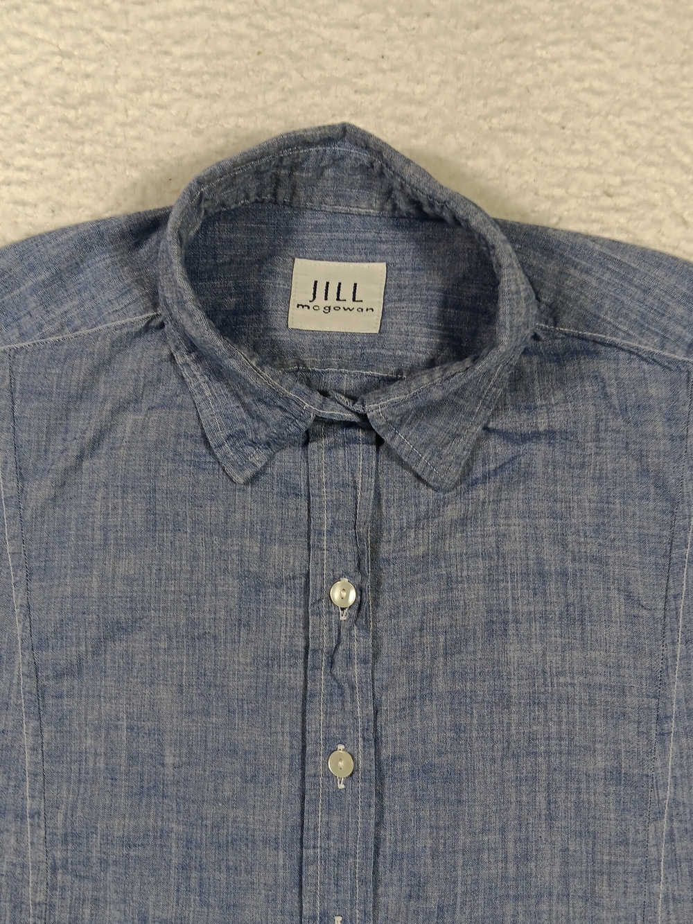 Jill McGowan Top Womens Small Blue Kacey Shirt Chambray Slim Cut  Preppy - Picture 3 of 8